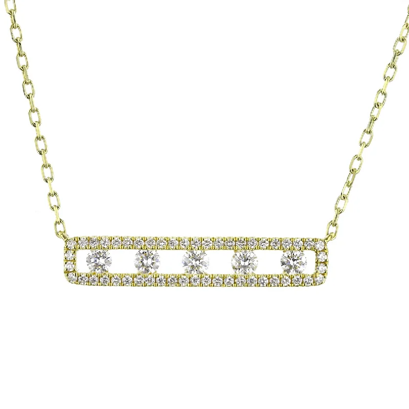 women’s sapphire necklace-Precious Pastel 5 Diamond Bar Necklace