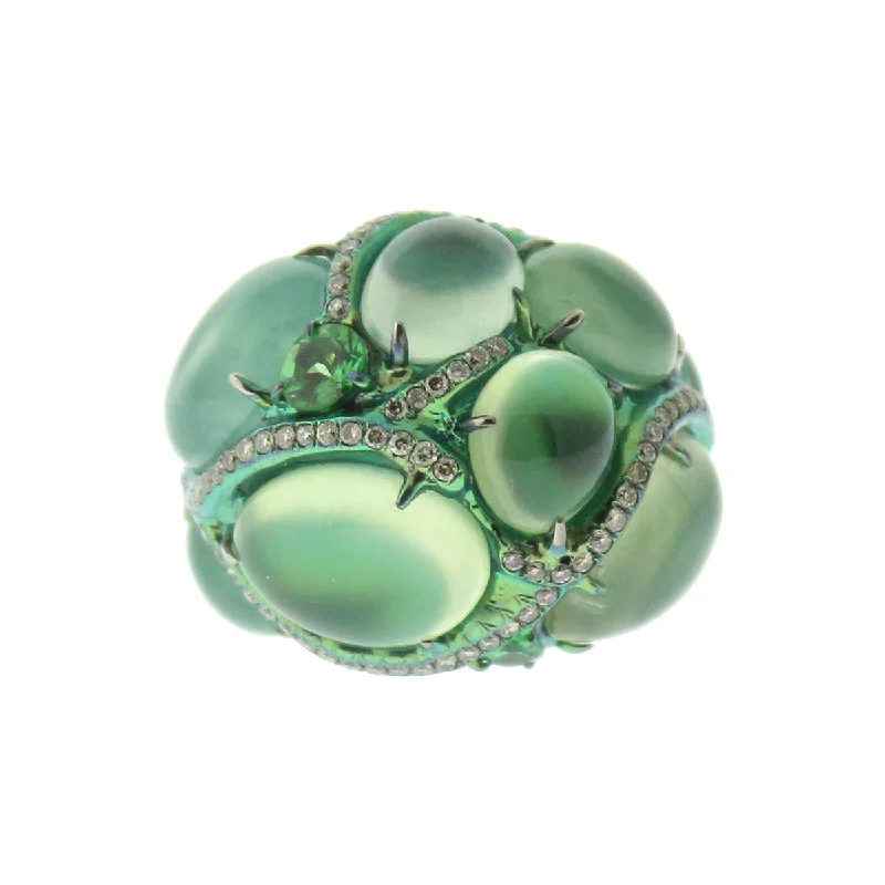 Prenite, Tsavorite and Diamond Ring