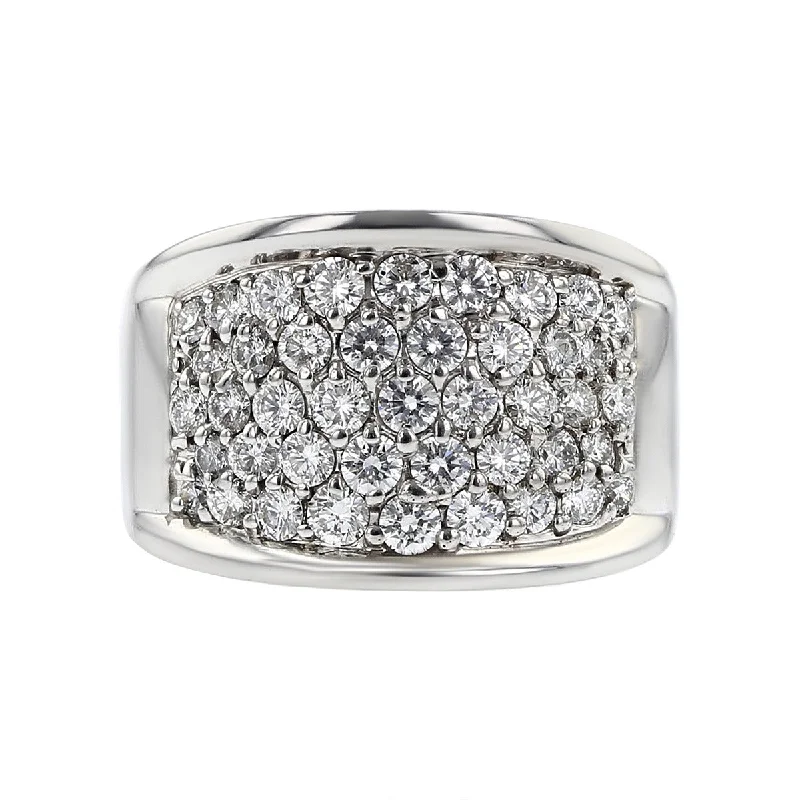 Mid-Century 14K White Gold Pave Diamond Ring