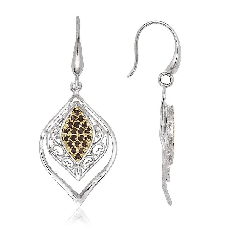 women’s dangling crystal earrings-Sterling Silver Marquise Shaped Stones Earrings