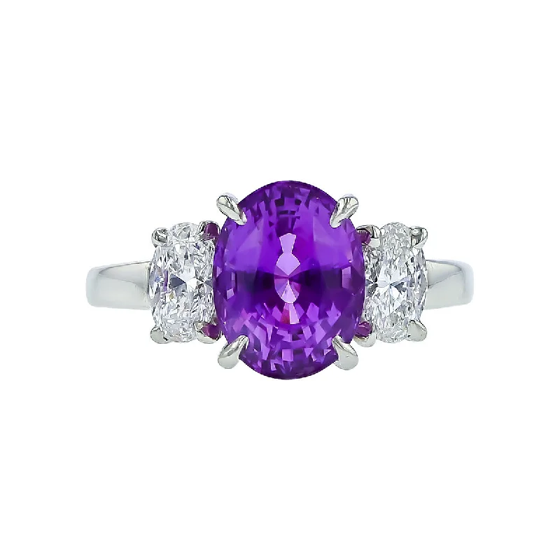 Platinum Ceylon Purple Sapphire and Diamond Ring