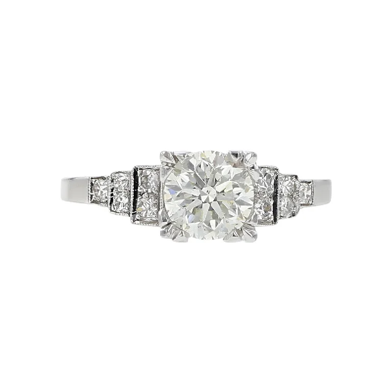 Mid-Century Platinum Brilliant Diamond Ring