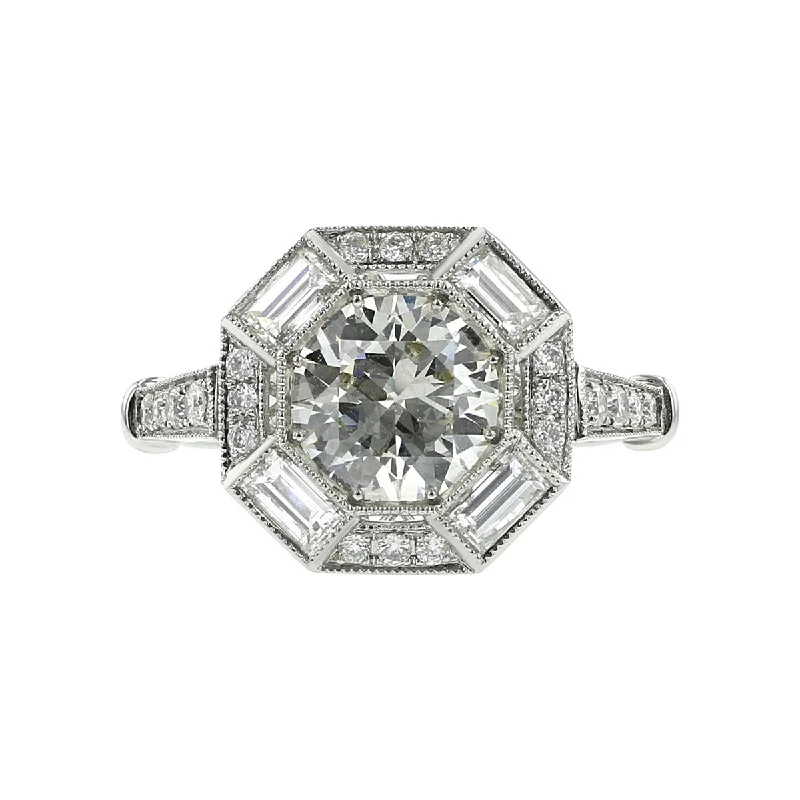 Platinum 1.03 Carat European-Cut Diamond Ring