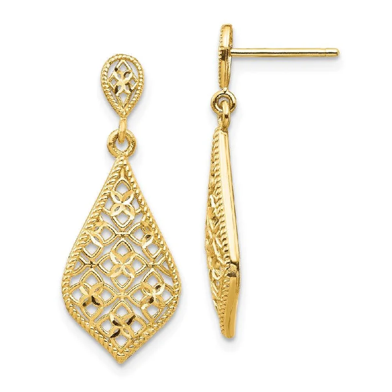 women’s drop earrings-14K Fancy Dangle Post Earrings