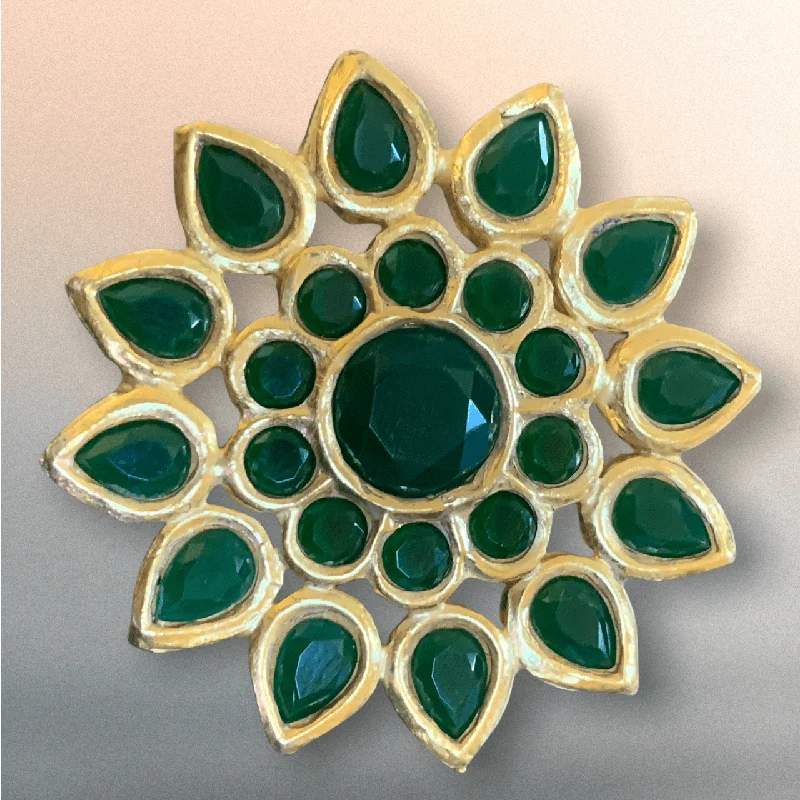 women’s minimalist ring-DJR37  Kundan ring  green ( READY TO SHIP )