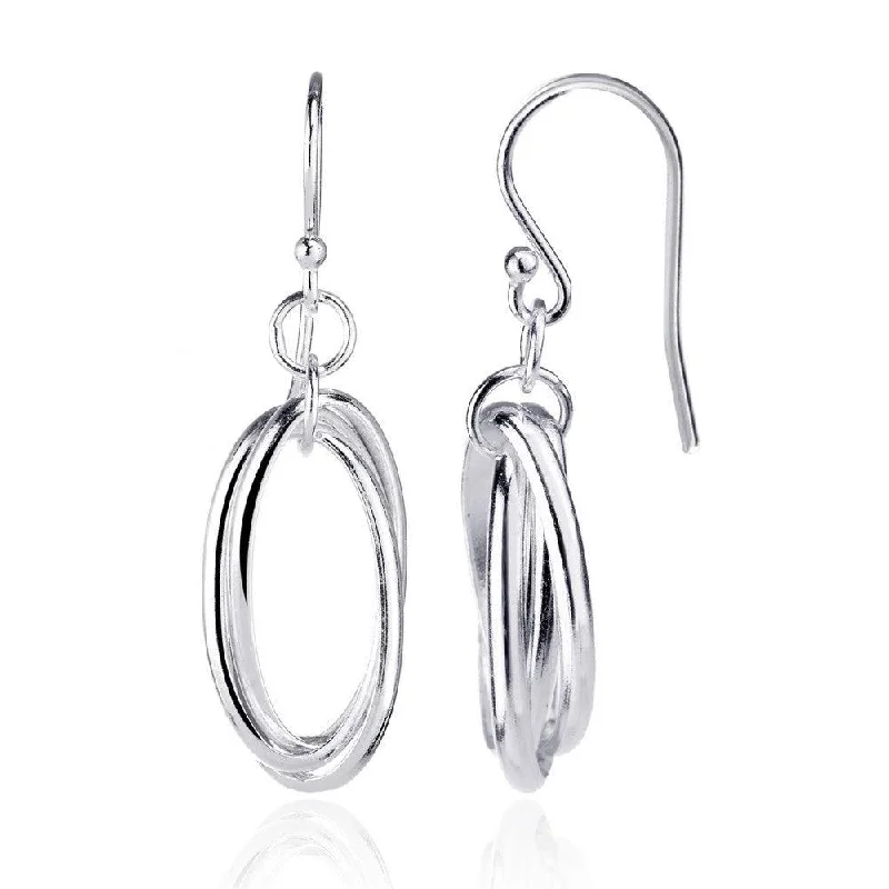 women’s fancy earrings-Sterling Silver Triple Oval Earrings