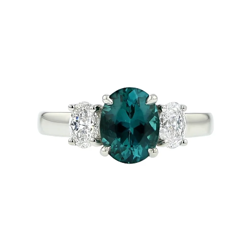 Platinum Blue Tourmaline and Diamond Ring