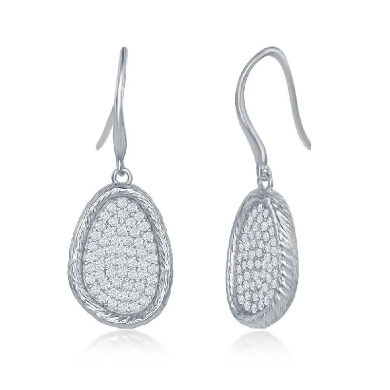 women’s long dangly earrings-Sterling Silver Geometrically Shaped CZ Earrings