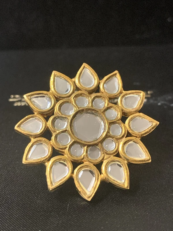 women’s boho ring-DJR29 Kundan flower ring ( READY TO SHIP )