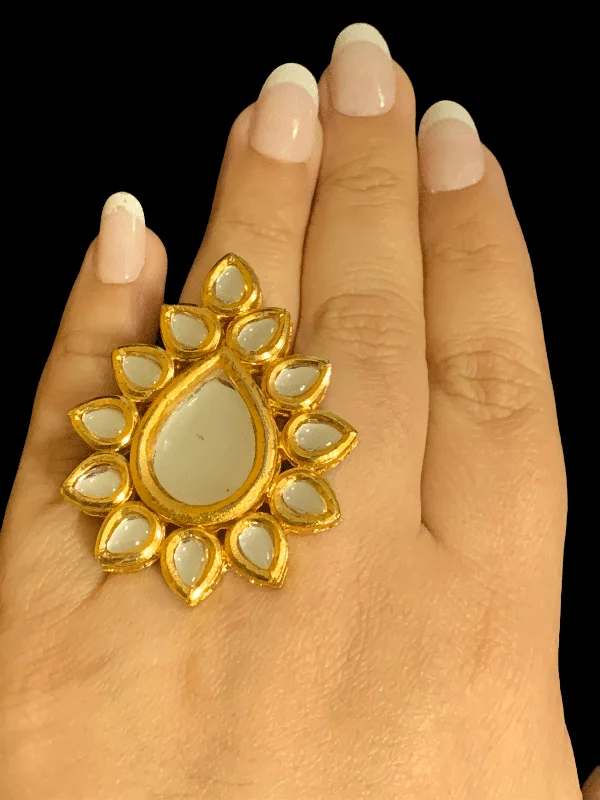 women’s luxury diamond ring-DJR16 Kundan statement ring ( READY TO SHIP)