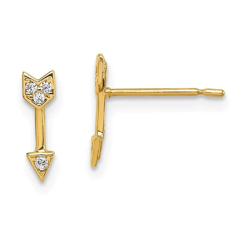 women’s heart-shaped earrings-Madi K Kid's 14k  CZ Arrow Post Earrings