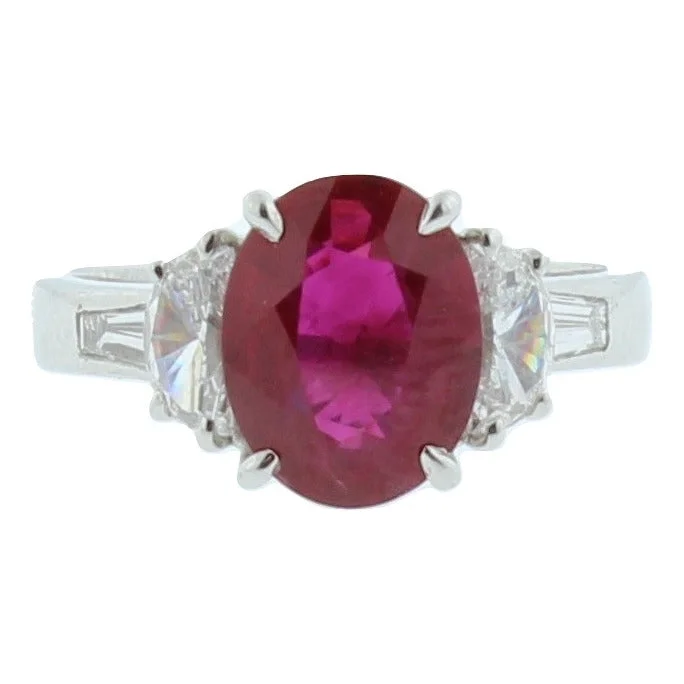 Platinum Ruby and Diamond Ring