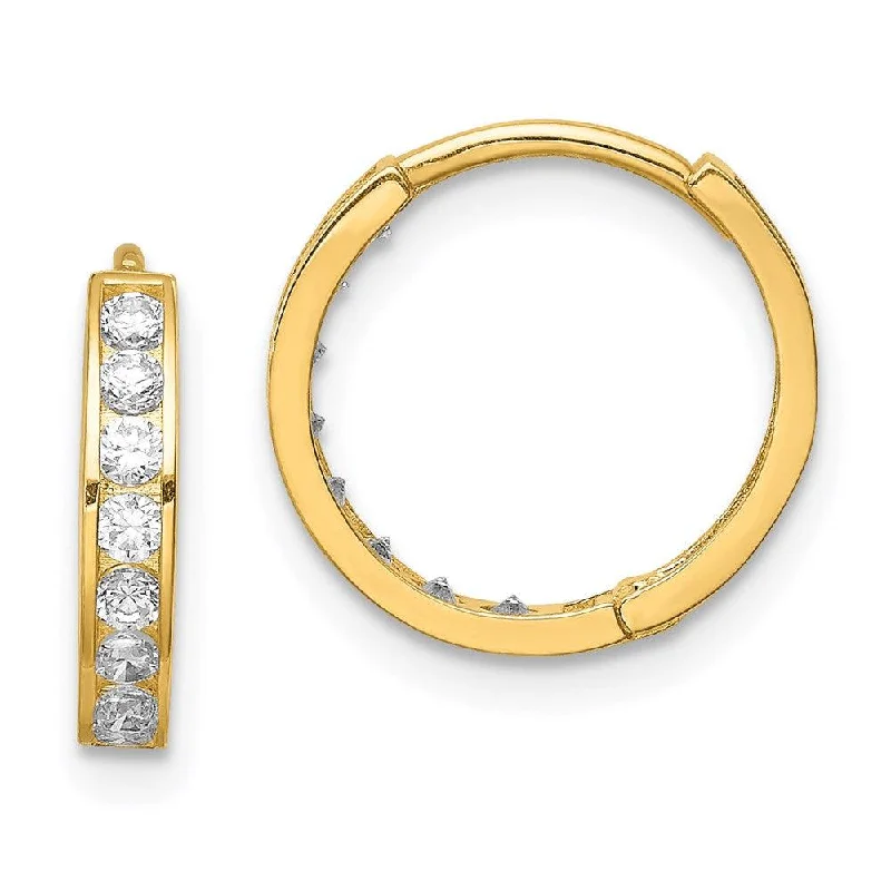 women’s vintage earrings-14K CZ Hinged Hoop Earrings