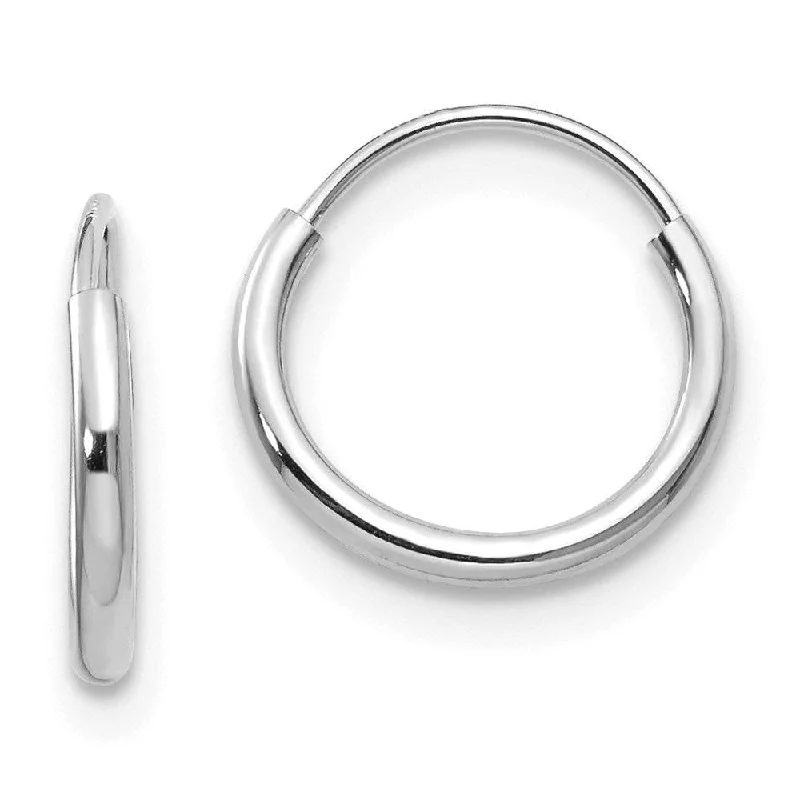 women’s silver dangly earrings-Madi K Kid's 14k White Gold  Endless Hoop Earrings