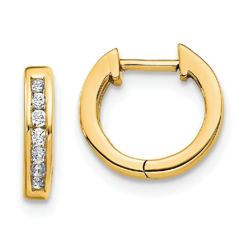 women’s triangle earrings-14k Gold Polished Diamond Post Hoop Earrings