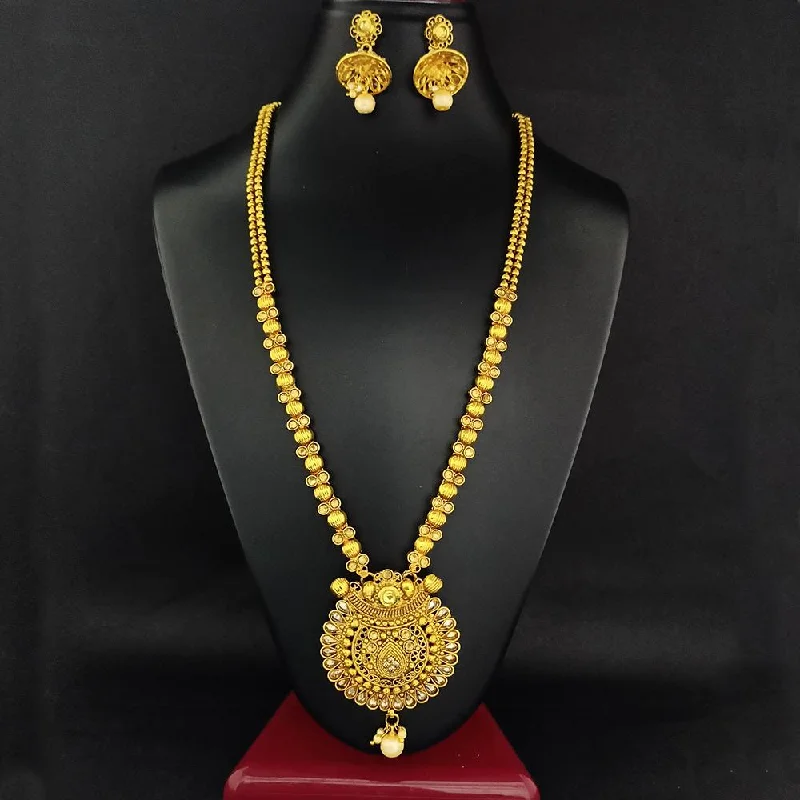 women’s lucky charm necklace-Darshana Jewels Gold Plated Brown Kundan Necklace Set  - FAP0002B