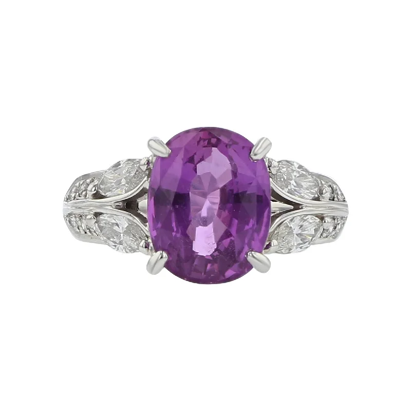 Platinum Pink Sapphire and Diamond Ring