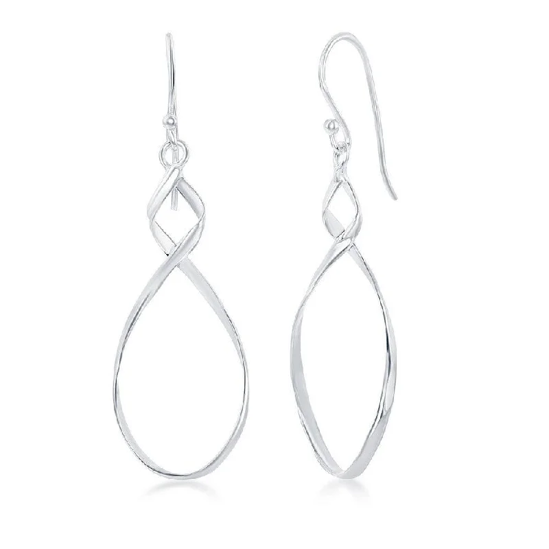 women’s trendy hoop earrings-Sterling Silver Twist Design Dangle Earrings