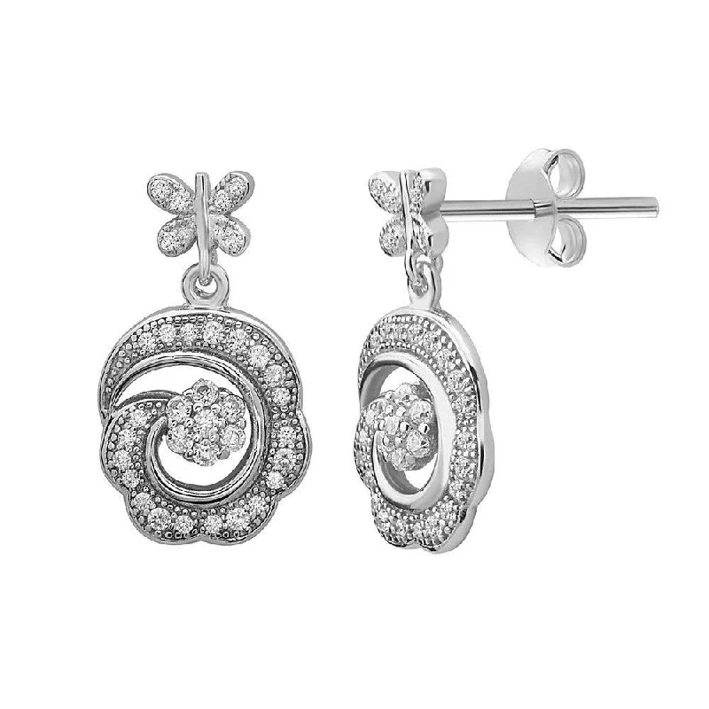 women’s crystal chandelier earrings-Sterling Silver CZ Swirl Earrings