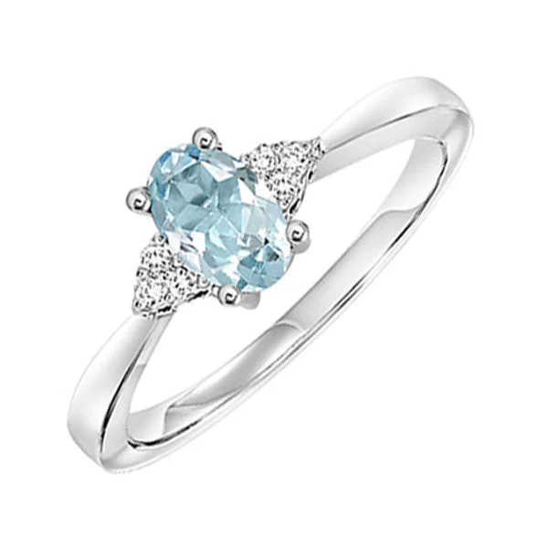 10K White Gold Aquamarine Diamond Ring