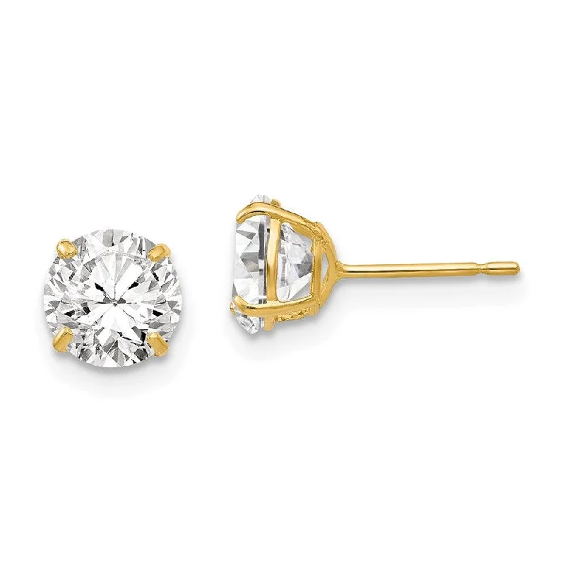 women’s diamond teardrop earrings-14k 6mm Round CZ Post Earrings