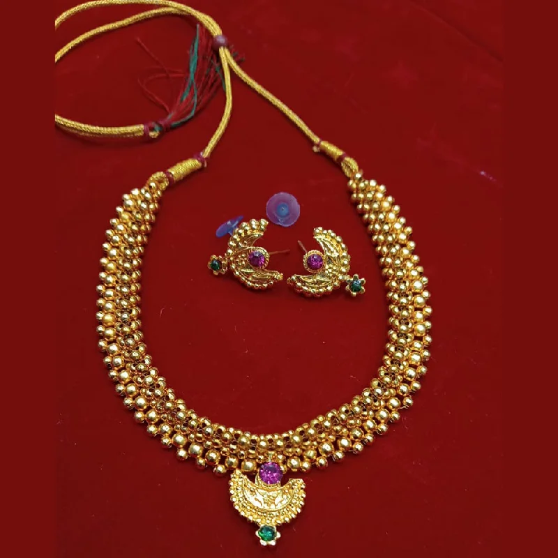 women’s bridal diamond necklace-Manisha Jewellery Gold Plated Necklace Set