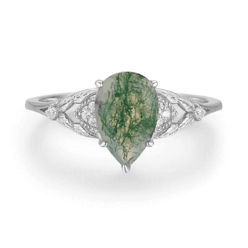 women’s men’s ring-At First Sight Moss Agate Ring©️