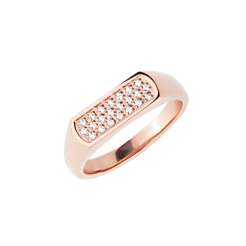 women’s vintage diamond ring-Signet Chic Ring