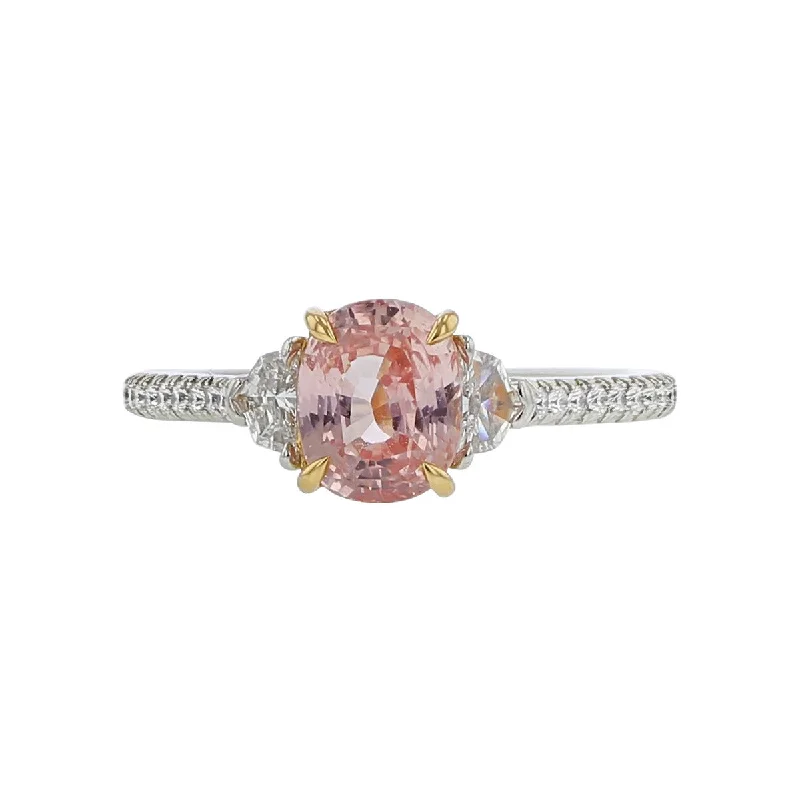 Pink Padparadsha Sapphire and Diamond Ring