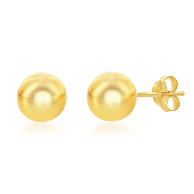 women’s minimalist earrings-Sterling Silver Gold Plated 8mm Bead Earrings