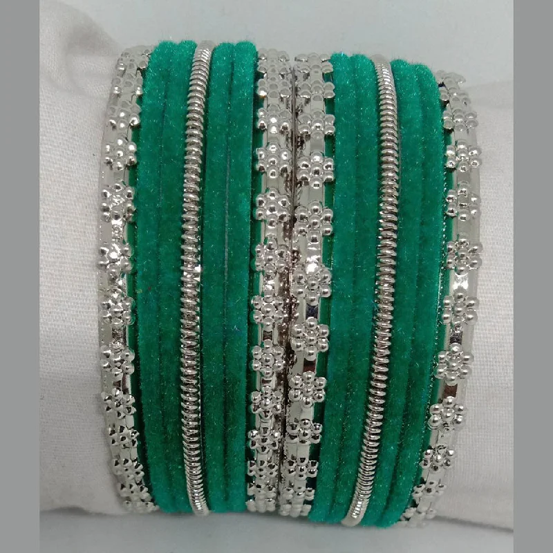 women’s elegant solitaire engagement rings-women’s stylish bangle-Shree Asha Bangles 14 Pieces in single bangle and Pack Of 12 Sea Green Color bangles Set