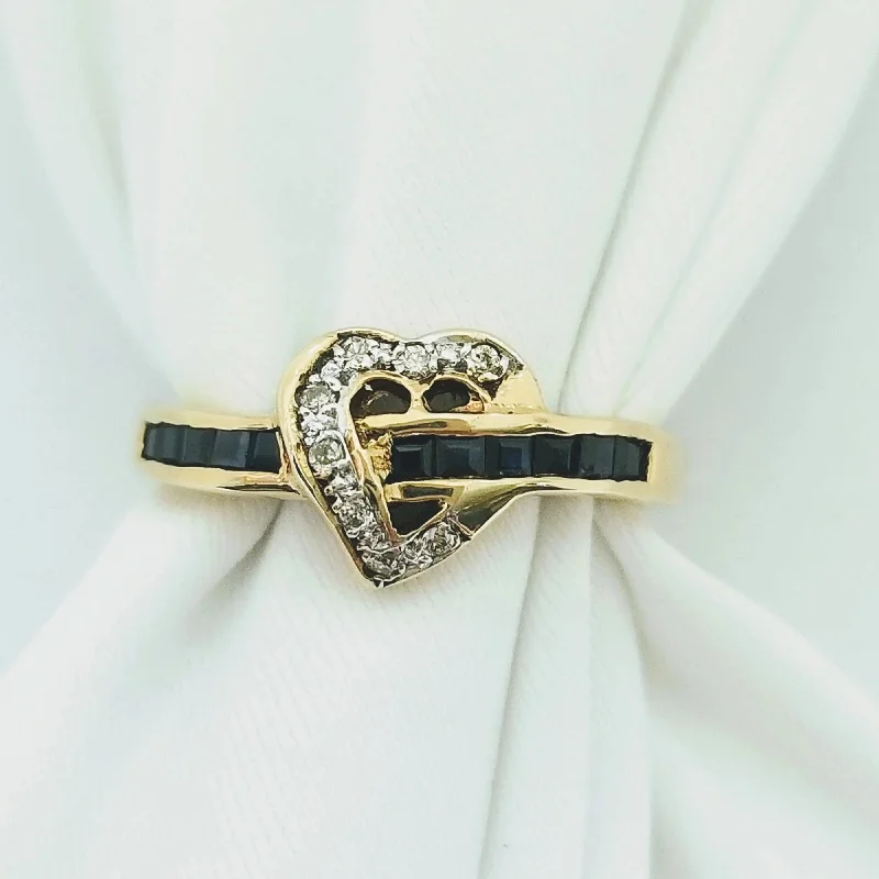 Heart Shape Sapphire and Diamond Ring