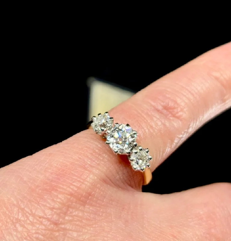 1920s Three Stone Old Cut Diamond Ring