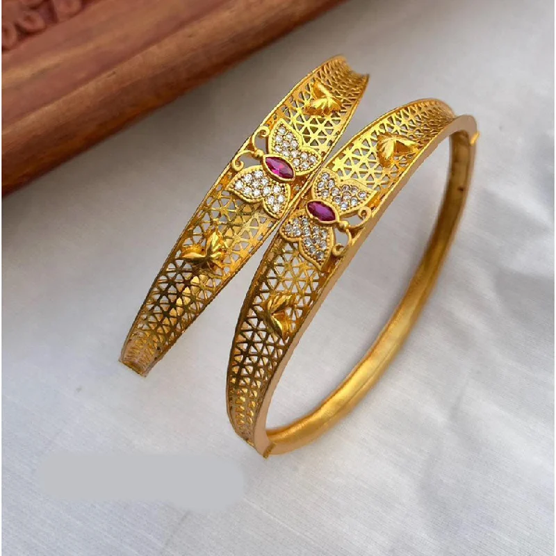 women’s romantic engagement rings-women’s gold bangle-SP Jewellery Gold Plated Austrian Stone Bangle Set