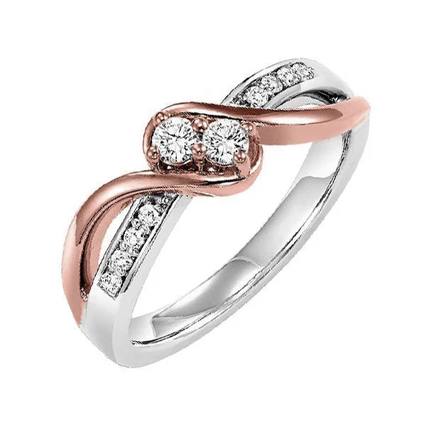 14K Two-Tone White And Rose Gold Diamond Ring