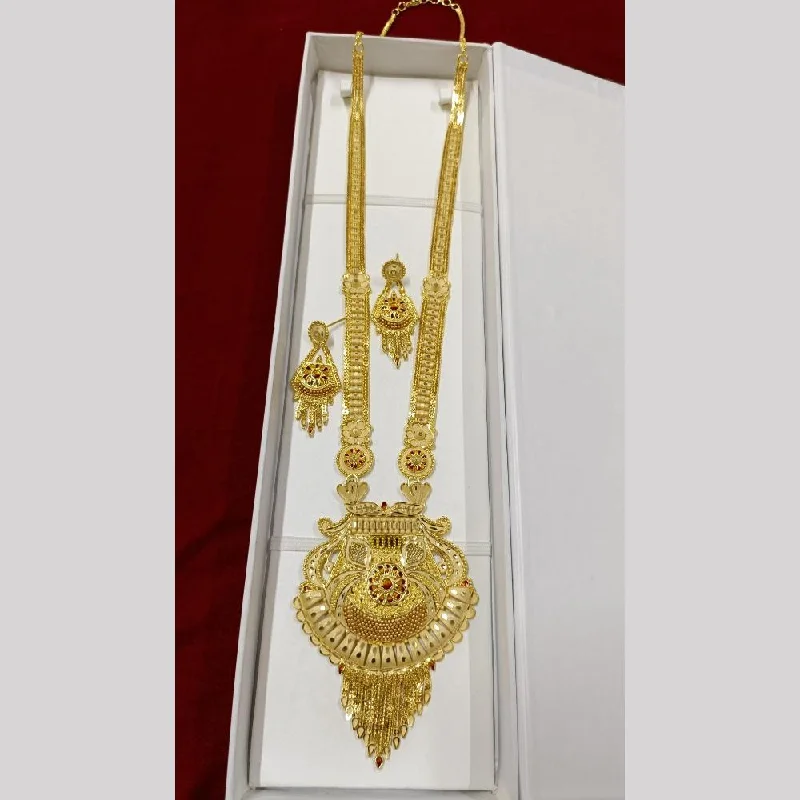 women’s textured gold necklace-Pari Art Jewellery Forming Long Necklace Set