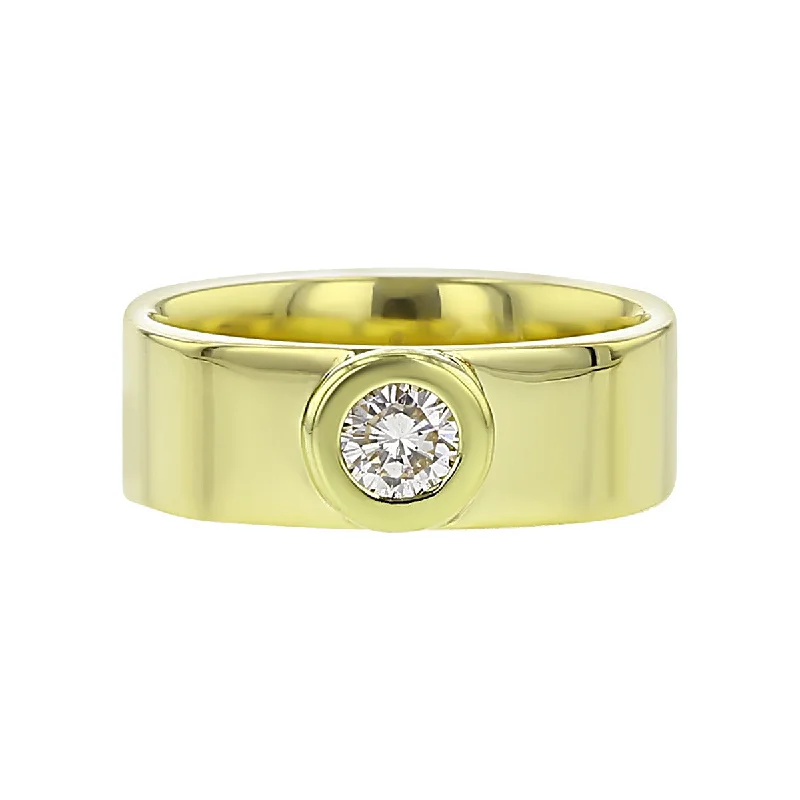 14K Yellow Gold Bezel Set Solitaire Diamond Ring