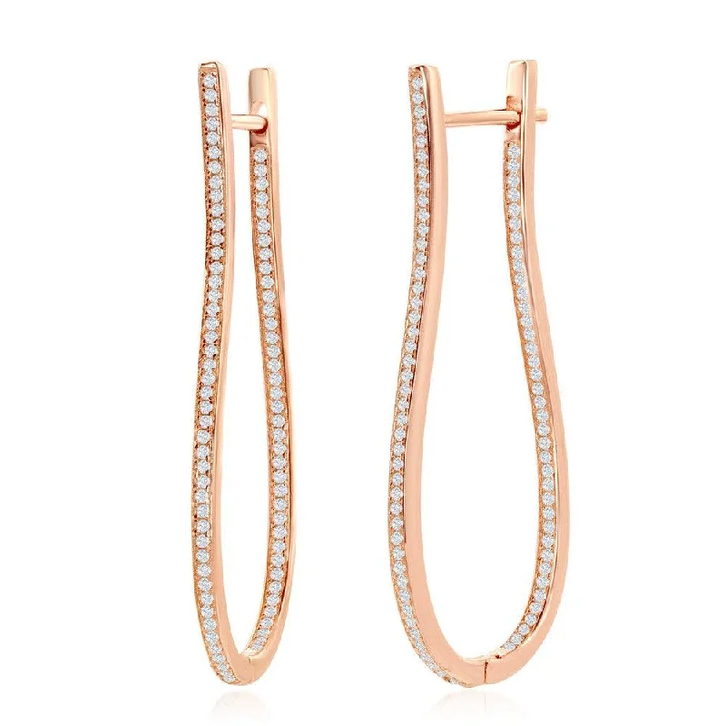 women’s long dangly earrings-Sterling Silver Rose Gold Plated Door Knocker Earrings