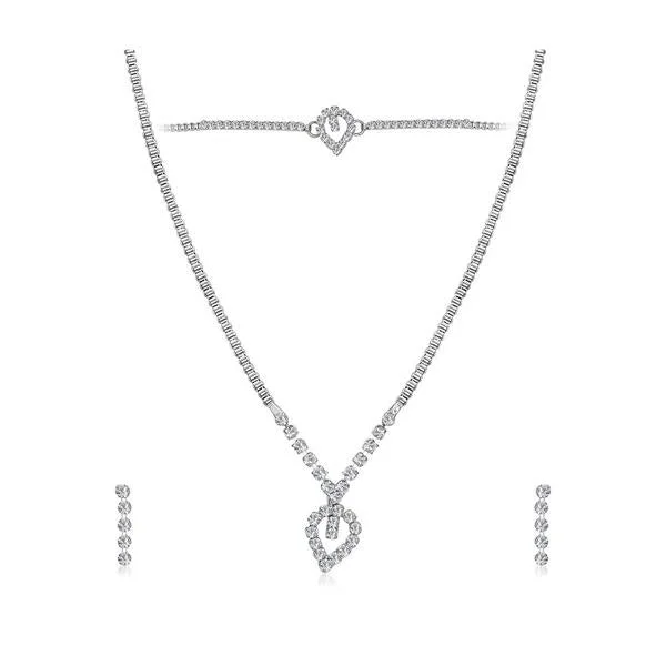 women’s long chain necklace-Eugenia Austrian Stone Silver Plated Necklaces Set