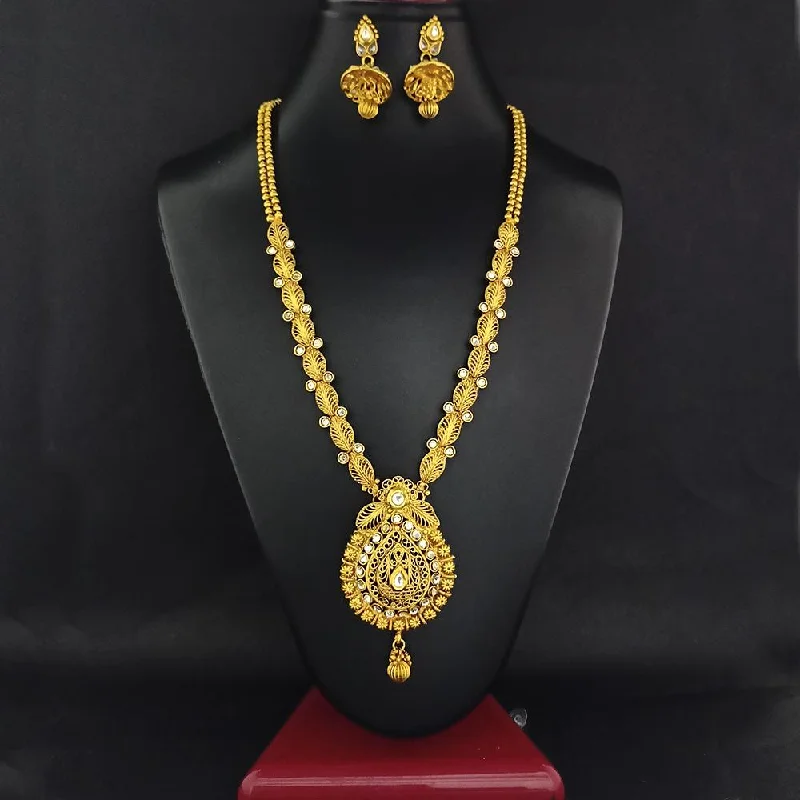 women’s vintage gold necklace-Darshana Jewels Gold Plated White Kundan Necklace Set  - FAP0001A