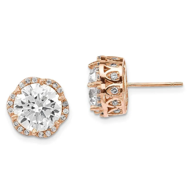 women’s infinity earrings-10K Tiara Collection Rose Gold Polished CZ Post Earrings