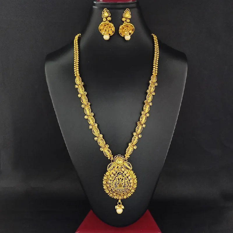 women’s elegant pendant necklace-Darshana Jewels Gold Plated Brown Kundan Necklace Set  - FAP0001B