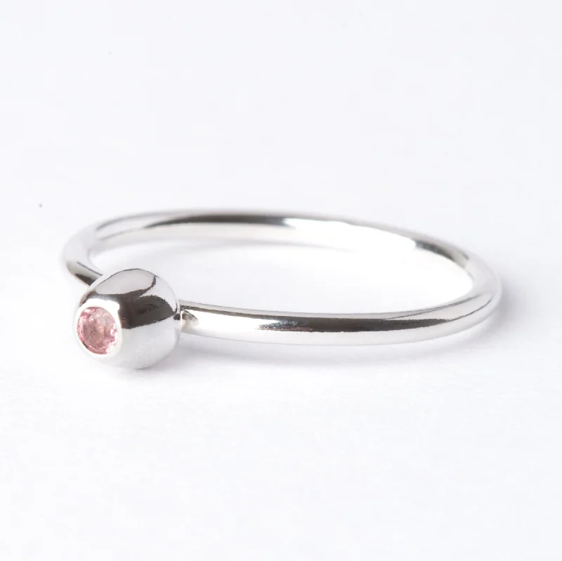 women’s black sapphire ring-Pink Tourmaline Small Honey Pot Ring