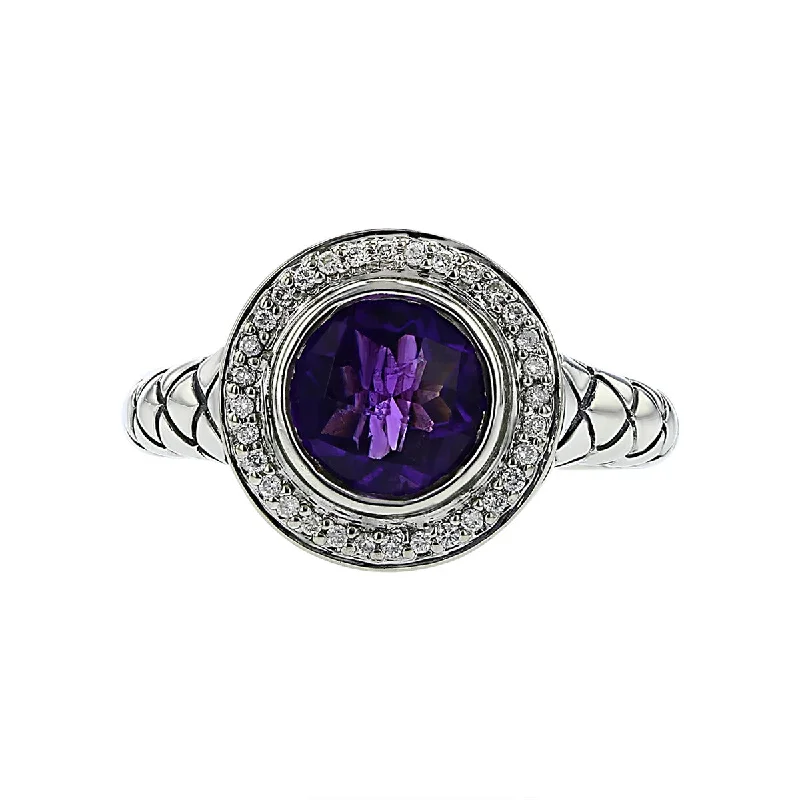 Charles Krypell Amethyst and Diamond Ring