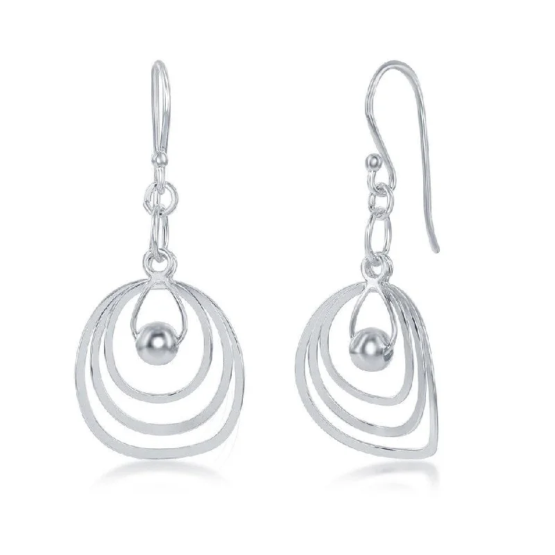 women’s sterling silver teardrop earrings-Sterling Silver Triple Open Circle Bead Earrings