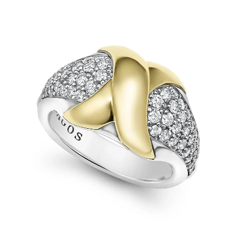 18K Gold X Diamond Ring