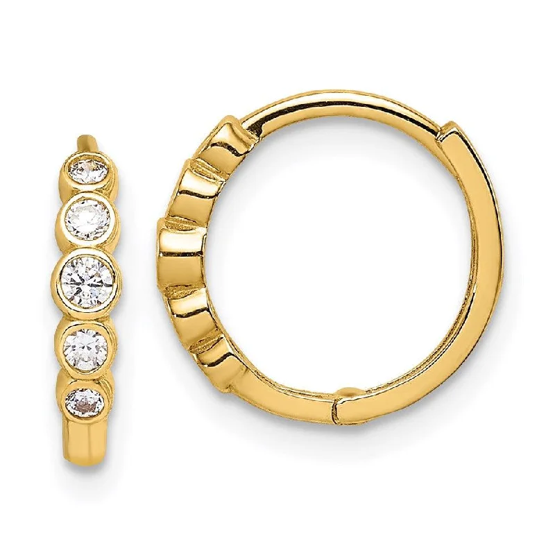 women’s huggie earrings-14K CZ Hinged Hoop Earrings