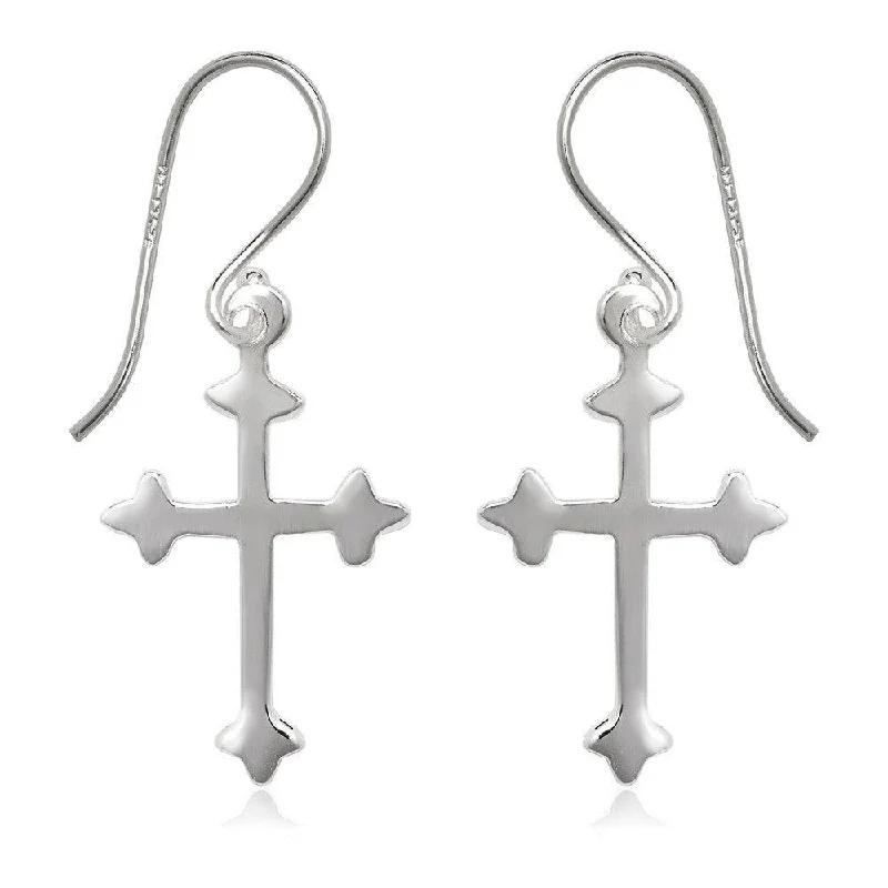 women’s teardrop earrings-Sterling Silver Flat Cross Earrings