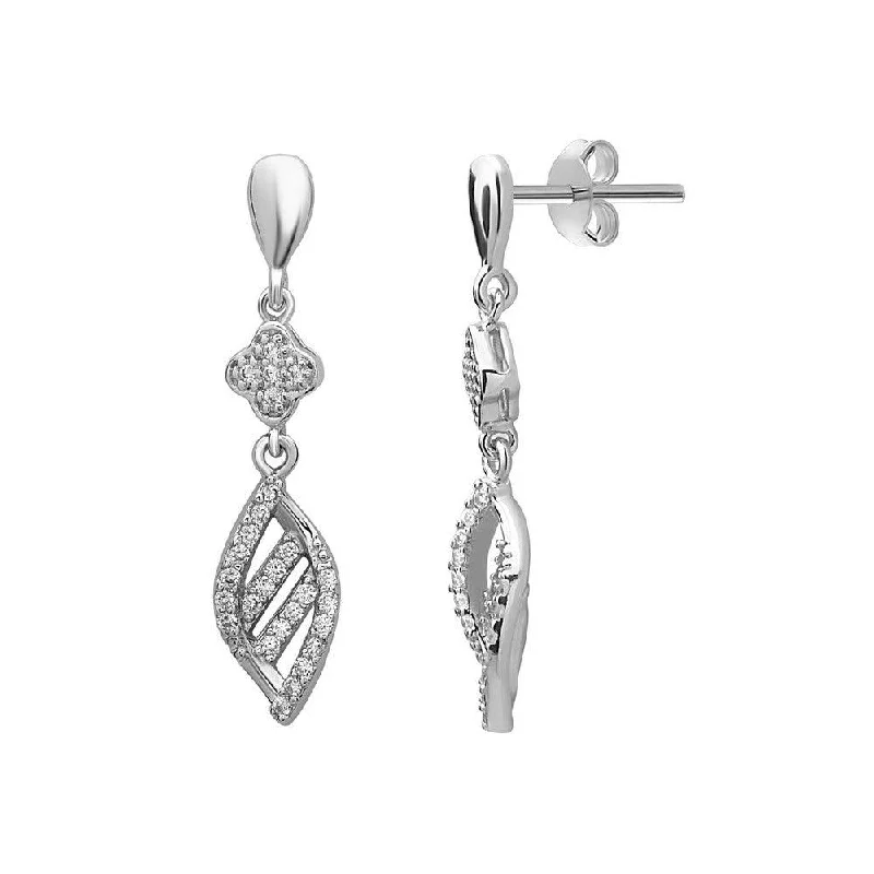 women’s sterling silver hoop earrings-Sterling Silver CZ Dangling Earrings