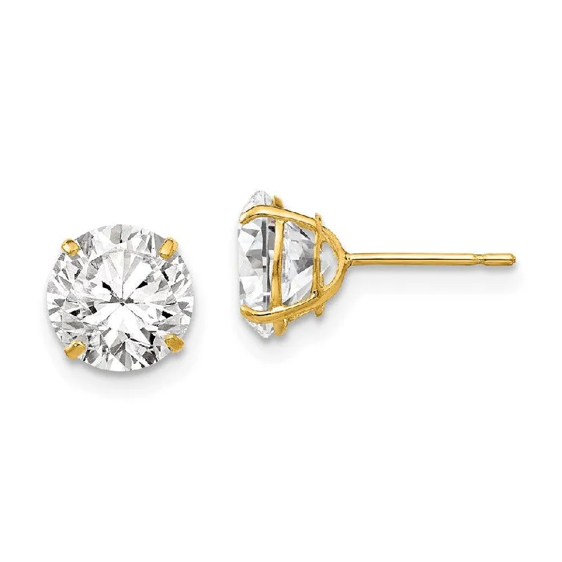 women’s butterfly earrings-14k 7mm Round CZ Post Earrings